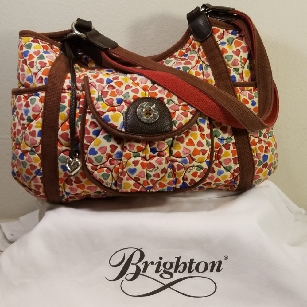 Brighton quilted heart print bag